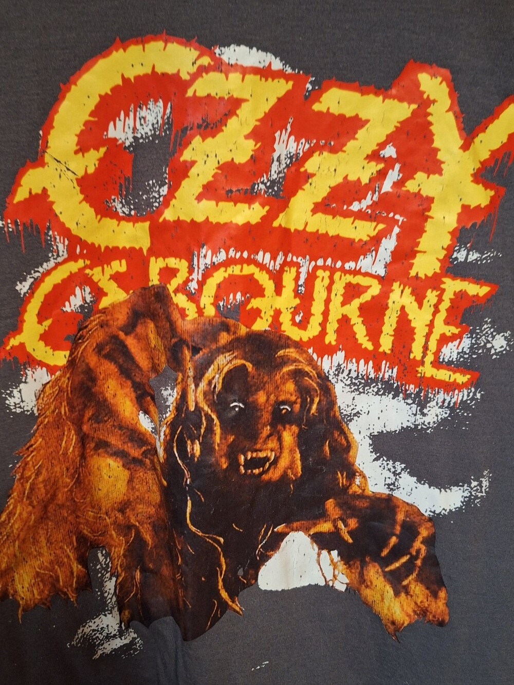 Ozzy Osbourne Ladies Oversized Gray T-Shirt Bark at the Moon Graphics Halloween